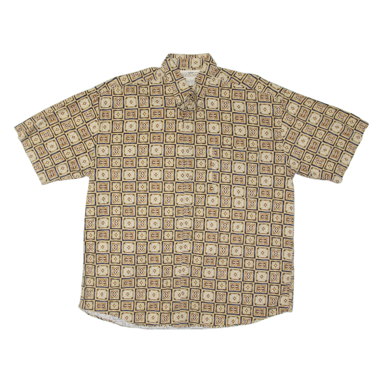 NATURAL ISSUE Mens Shirt Brown Geometric L Refurbished - N/A refurbished available on Cerqular