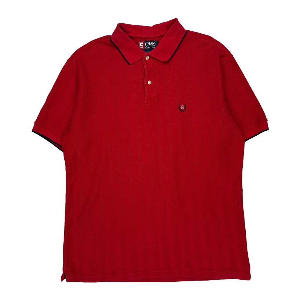 Chaps Ralph Lauren Polo Shirt - Large Red Cotton Refurbished - Thrifted (note: this is a term often used to describe second- refurbished available on Cerqular