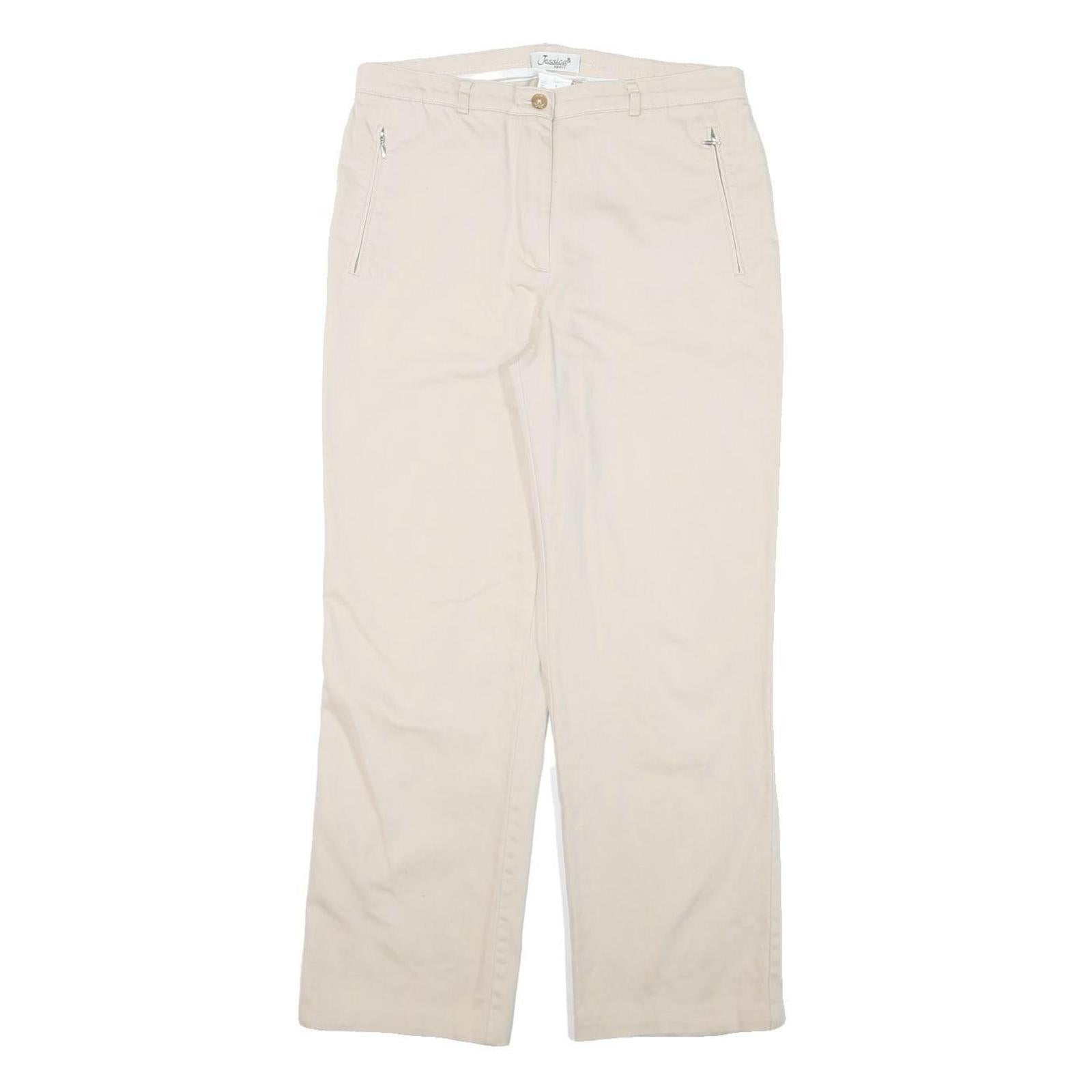 JESSICA SPORT Womens Cotton Blend Cream Regular Fit Straight Leg Trousers W30 Refurbished - N/A refurbished available on Cerqular