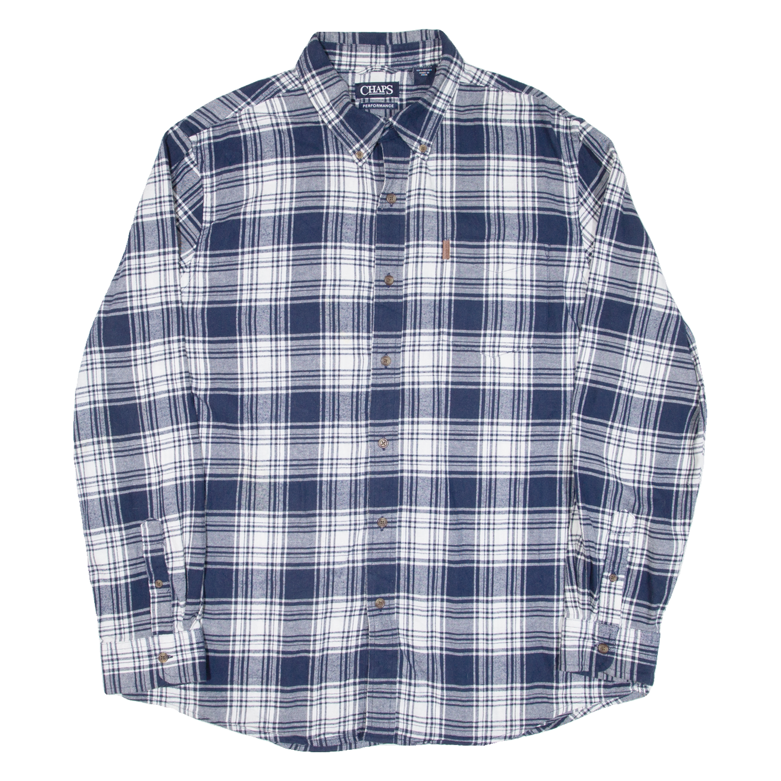 CHAPS Mens Shirt Blue Check Long Sleeve XL Refurbished - N/A refurbished available on Cerqular