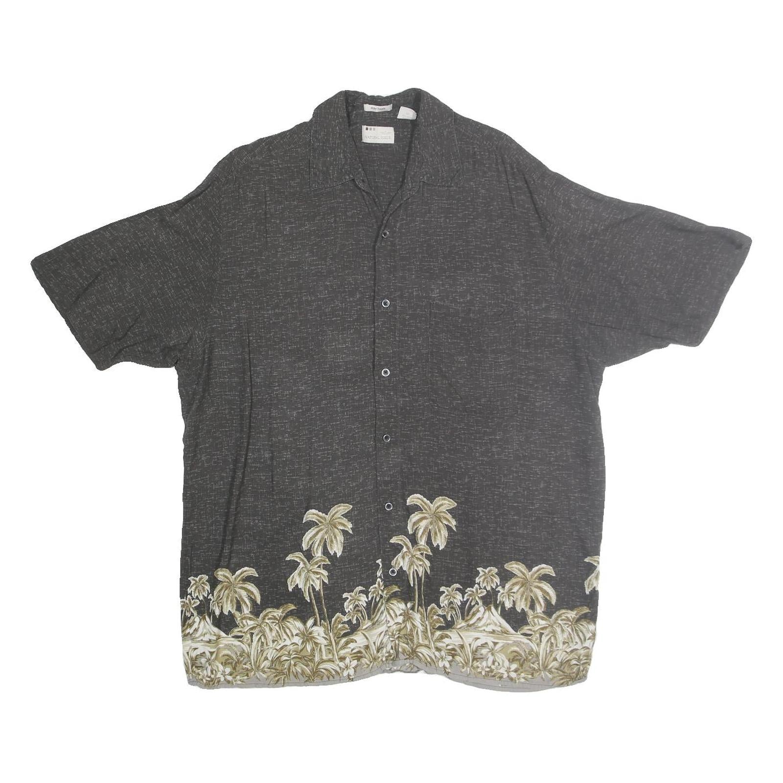 NATURAL ISSUE Mens Black Tropical Print Shirt XL Cotton Casual Summer Refurbished - N/A refurbished available on Cerqular