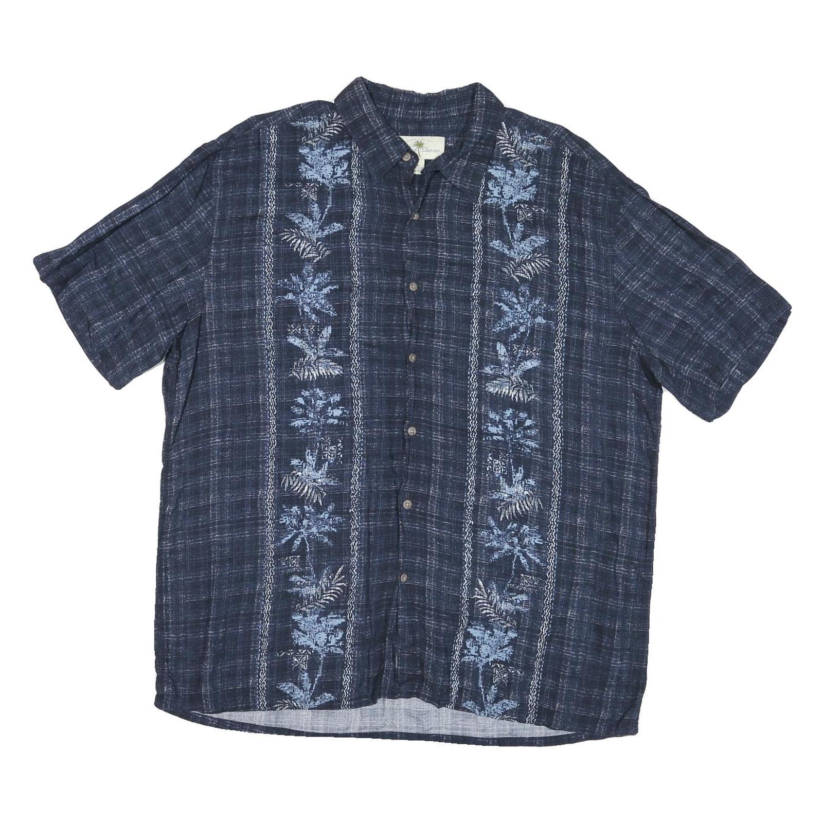 ISLAND SHORES Mens Blue Rayon XL Short Sleeve Shirt Floral Pattern Casual Refurbished - N/A refurbished available on Cerqular