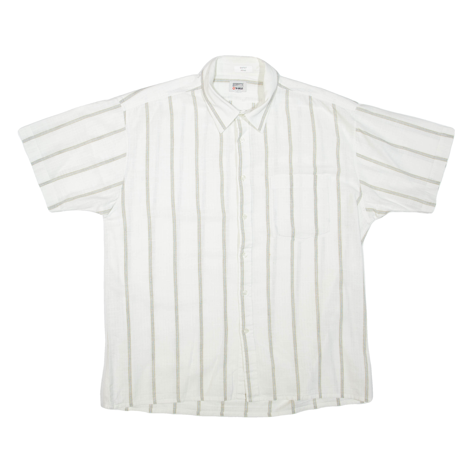 BAPST Mens Shirt White Striped L Refurbished - N/A refurbished available on Cerqular