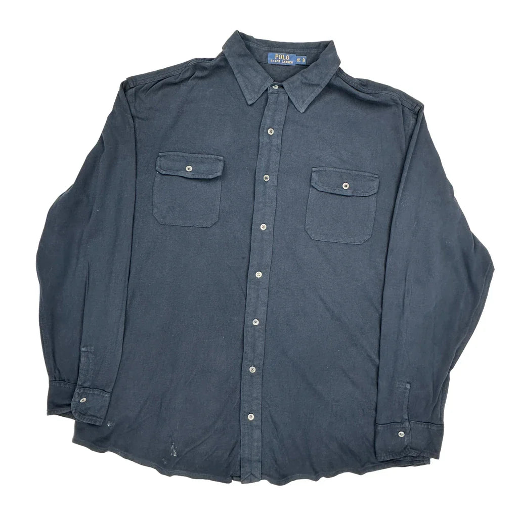 Polo By Ralph Lauren Shirt - XL Blue Cotton Refurbished - Thrifted (note: this is a term often used to describe second- refurbished available on Cerqular