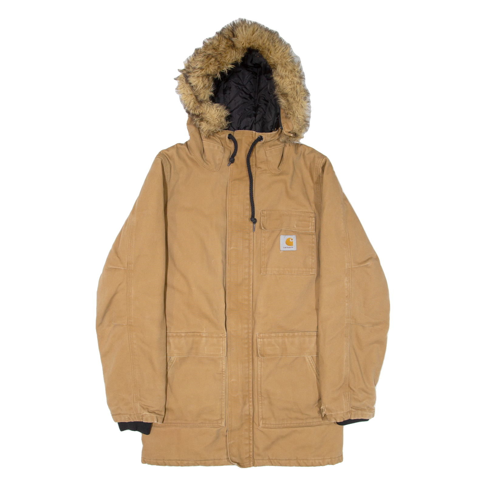 CARHARTT WIP Siberian Quilted Lined Mens Parka Coat Brown Hooded XS Refurbished - N/A refurbished available on Cerqular