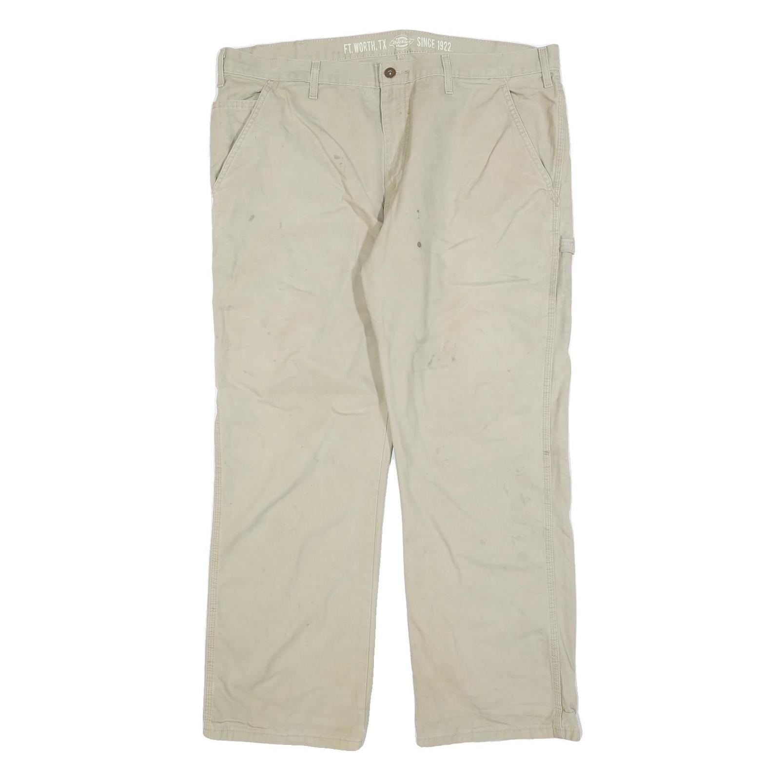 DICKIES Mens Relaxed Beige Jeans Cotton Blend Zip W38 L30 Workwear Carpenter Refurbished - N/A refurbished available on Cerqular