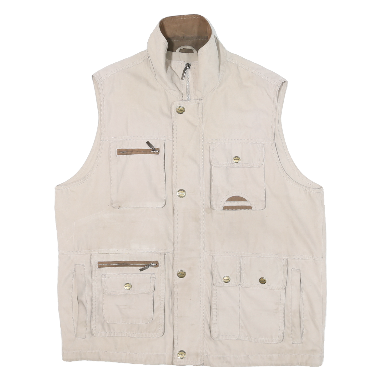 Buy MODE MILLE Mens Beige Outdoor Jacket L Cotton Blend Woven Plain Zip Utility Vest Refurbished - $31.19 MODE MILLE Mens Beige Outdoor Jacket L Cotton Blend Woven Plain Zip Utility Vest Refurbished - N/A refurbished available on Cerqular