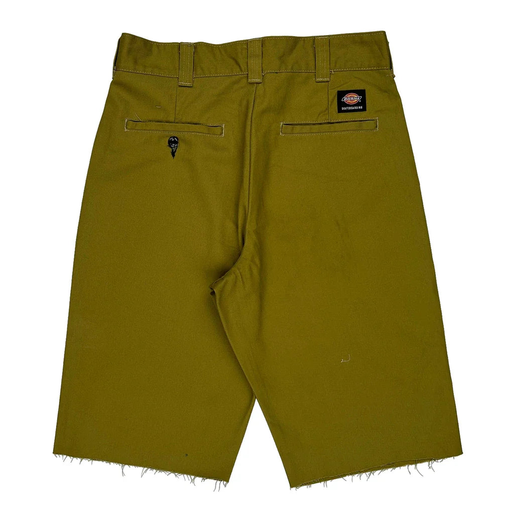 Dickies Chino Shorts - 32W 11L Khaki Polyester Blend Refurbished - Thrifted (note: this is a term often used to describe second- refurbished available on Cerqular