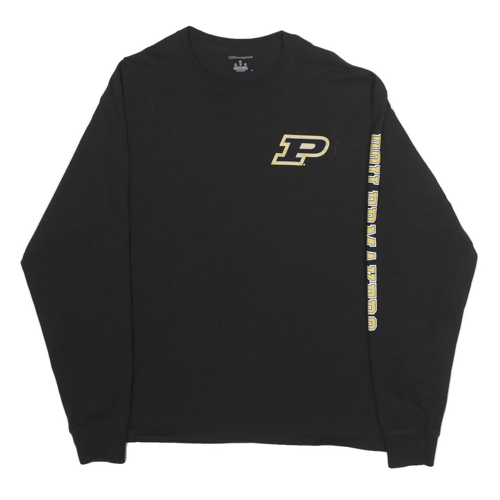 CHAMPION Mens Black Purdue Boilermakers Graphic Long Sleeve Crew Neck XL Cotton Refurbished - N/A refurbished available on Cerqular