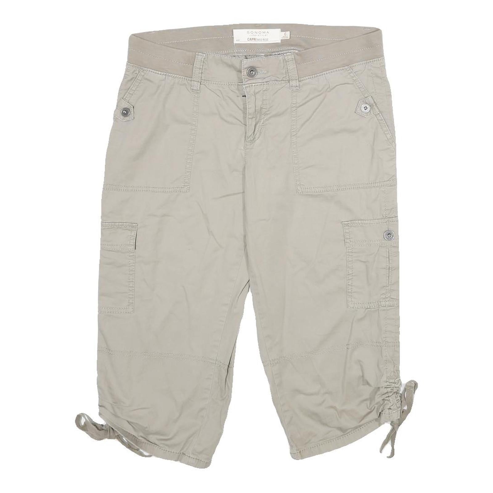 SONOMA Womens Beige Cargo Cotton Blend Shorts L W32 Casual Utility Pocketed Refurbished - N/A refurbished available on Cerqular