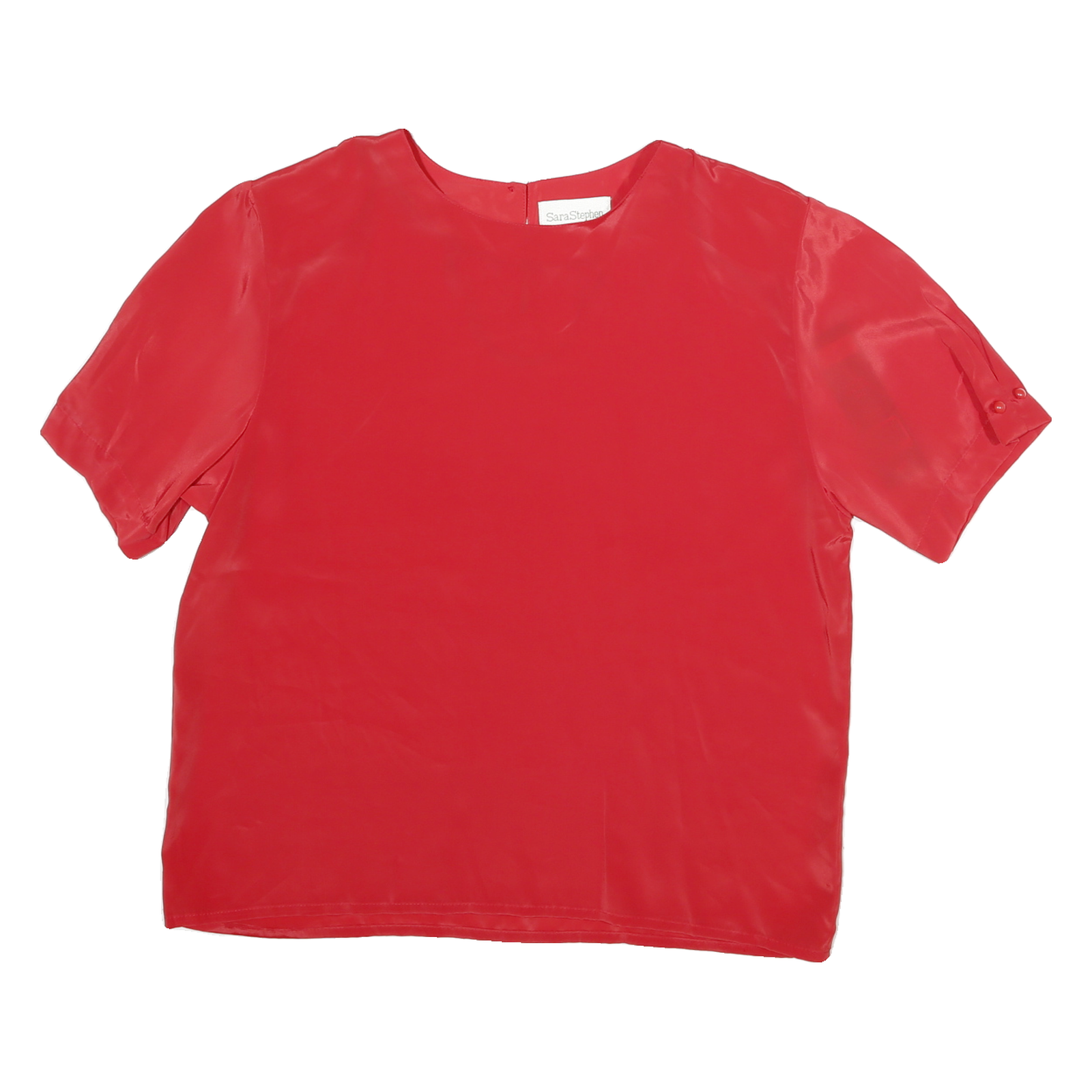 SARA STEPHEN Womens Red Top Short Sleeve Round Neck Plain M Lightweight Blouse Refurbished - N/A refurbished available on Cerqular