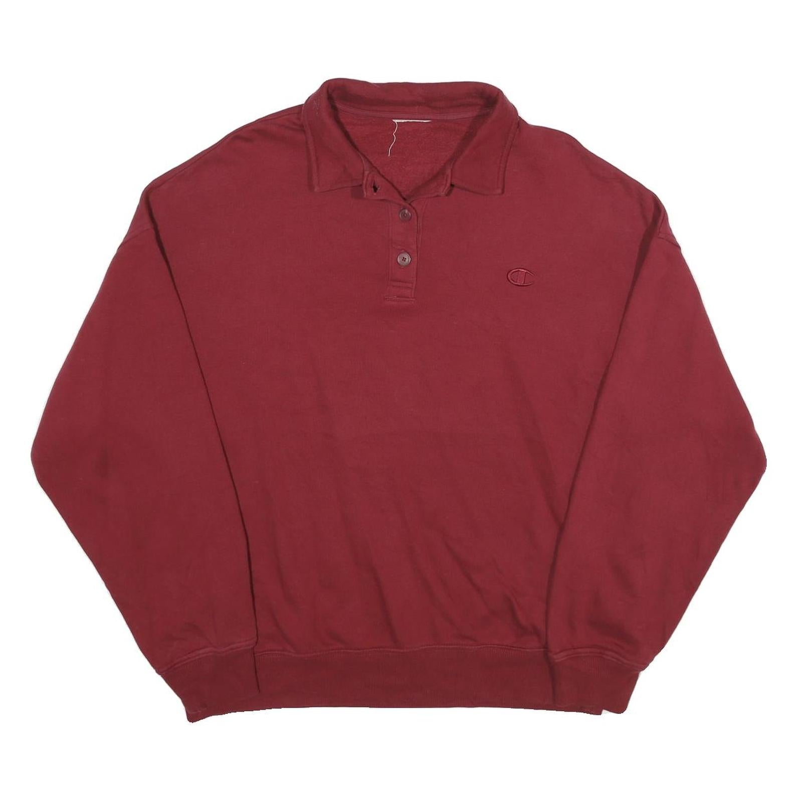 CHAMPION Mens Maroon Polo Collar XL Cotton Blend Sweatshirt Classic Logo Refurbished - N/A refurbished available on Cerqular