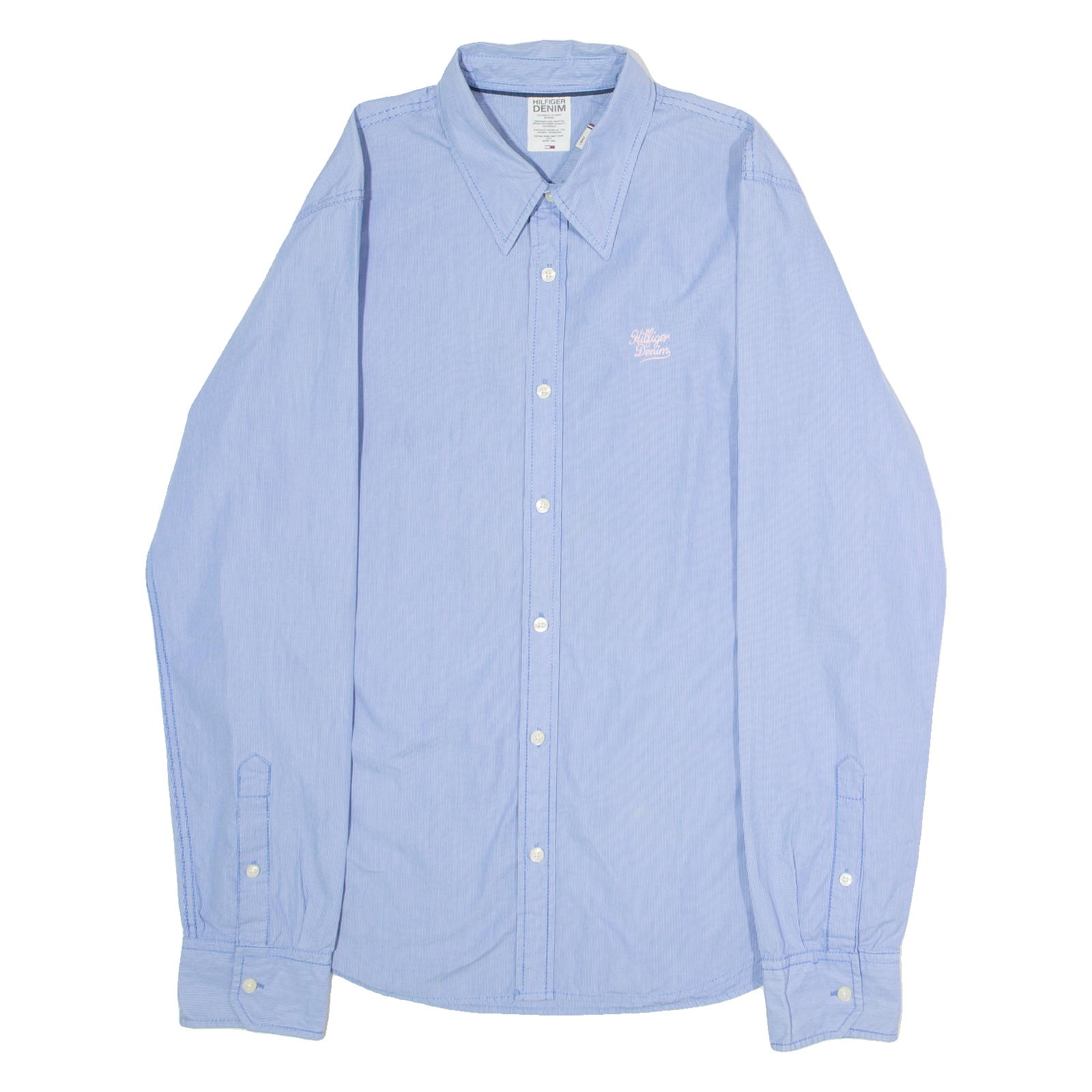 HILFIGER DENIM Mens Shirt Blue Striped Long Sleeve L Refurbished - N/A refurbished available on Cerqular