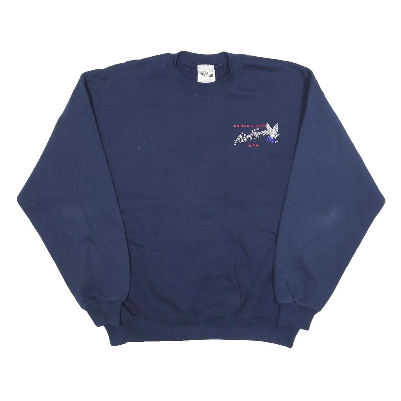 LIFESIGNS Mens Navy Blue Crew Neck XL United States Air Force Embroidered Refurbished - N/A refurbished available on Cerqular