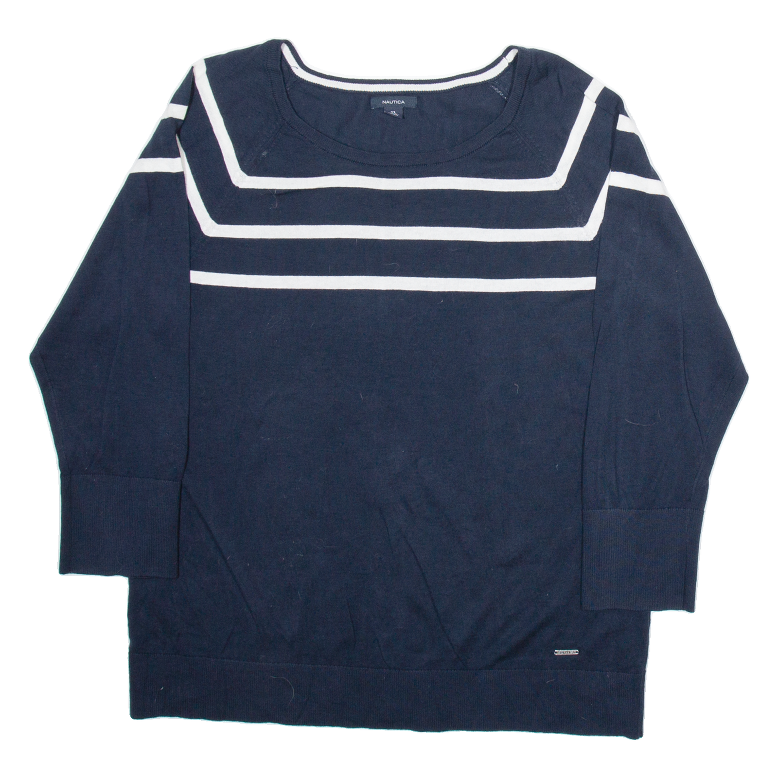 NAUTICA Womens Jumper Blue Striped Tight Knit XL Refurbished - N/A refurbished available on Cerqular