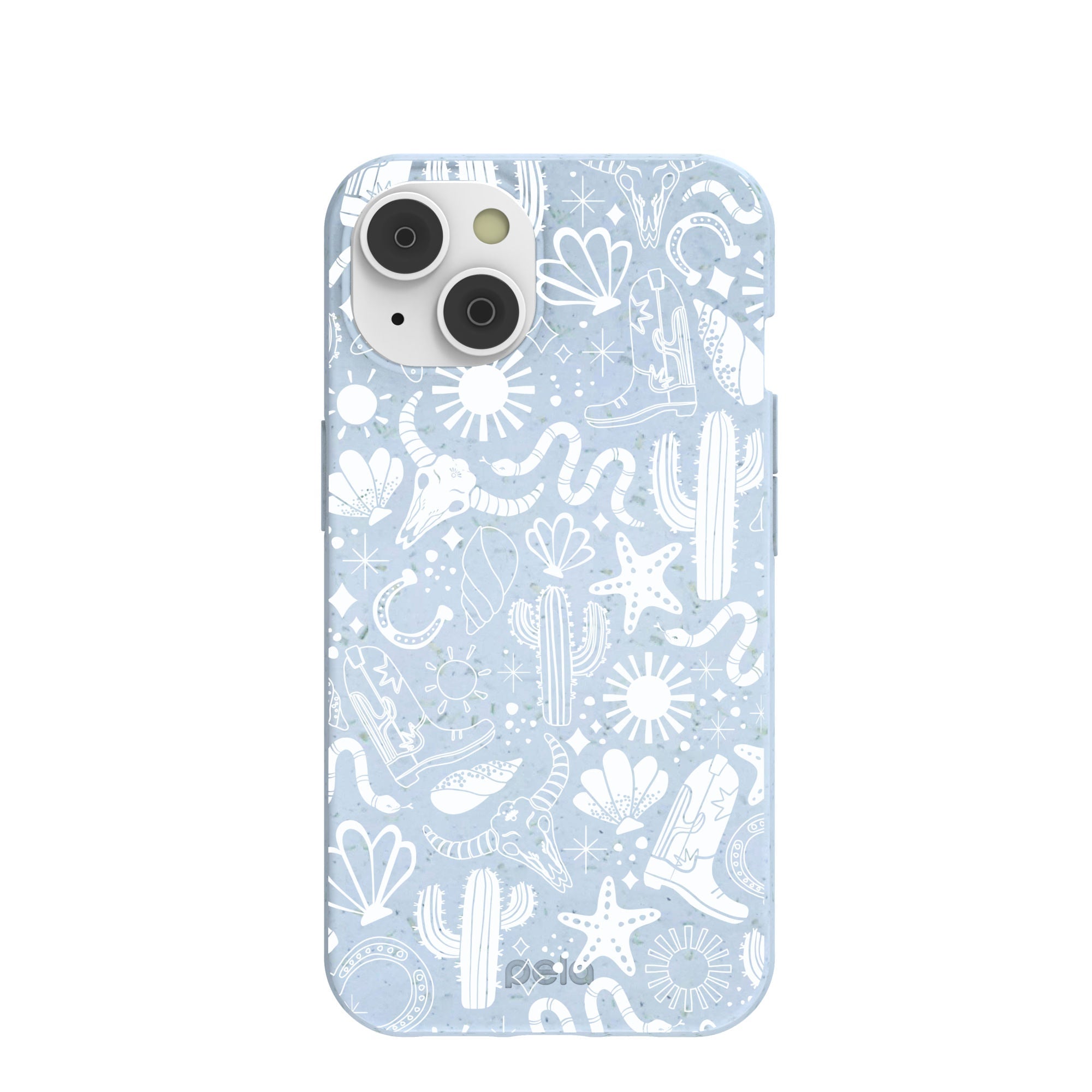 Powder Blue Coastal Rodeo iPhone 14/16e Case Refurbished - Pela Case refurbished available on Cerqular