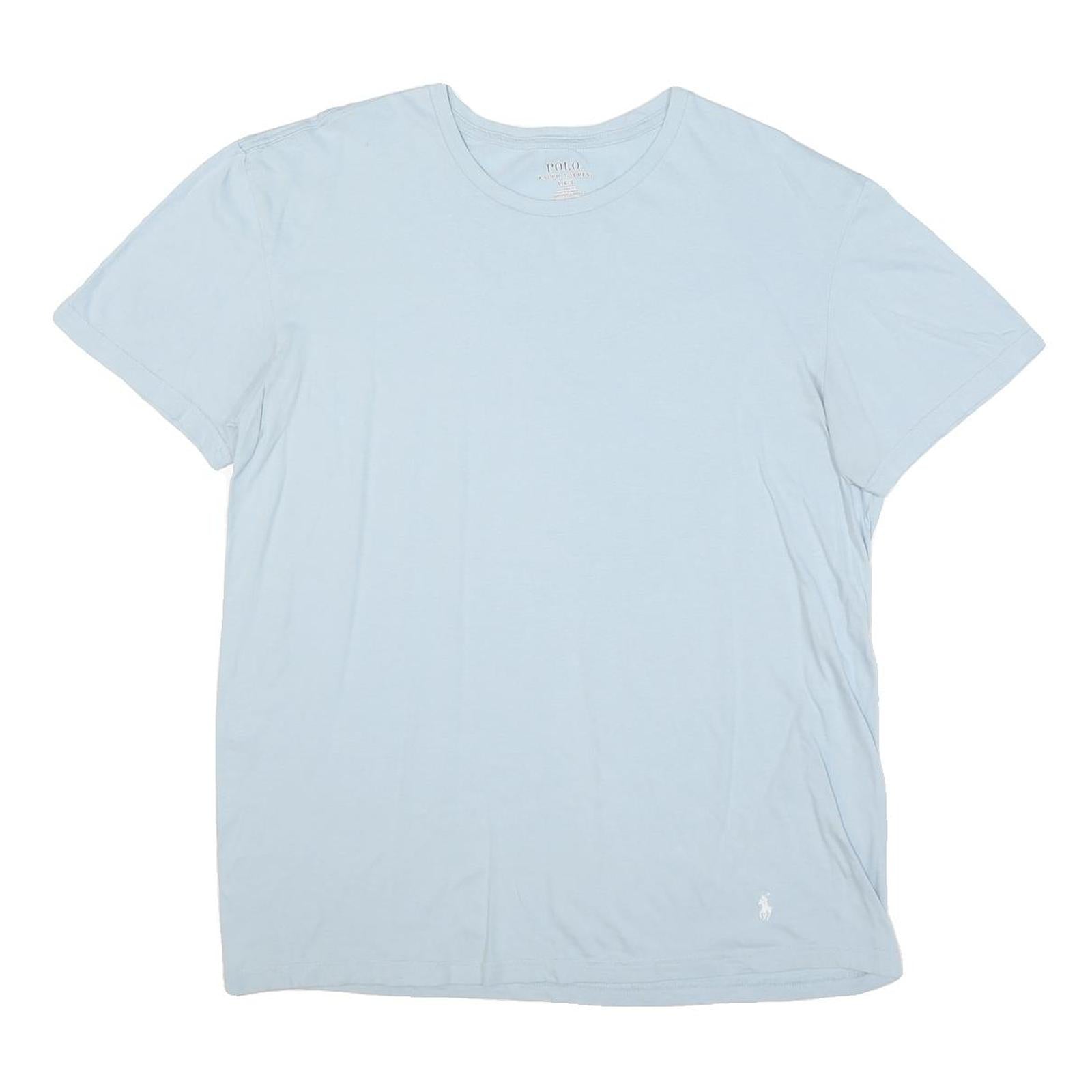 POLO RALPH LAUREN Mens Light Blue L Short Sleeve Crew Neck Plain Cotton Blend Refurbished - N/A refurbished available on Cerqular