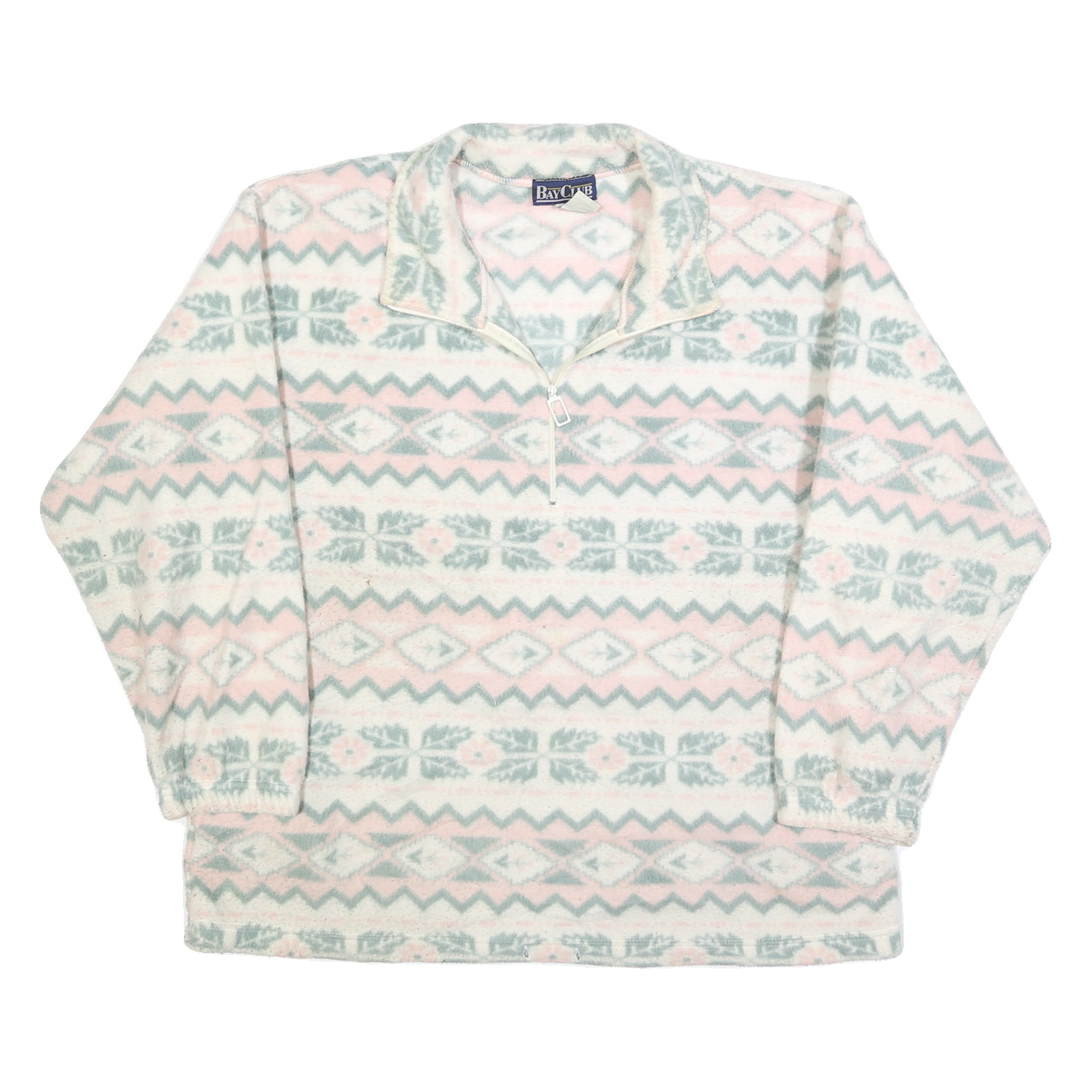 BAY CLUB Womens Cream & Pink Patterned Pullover Jumper Round Neck Chunky Knit M Refurbished - N/A refurbished available on Cerqular