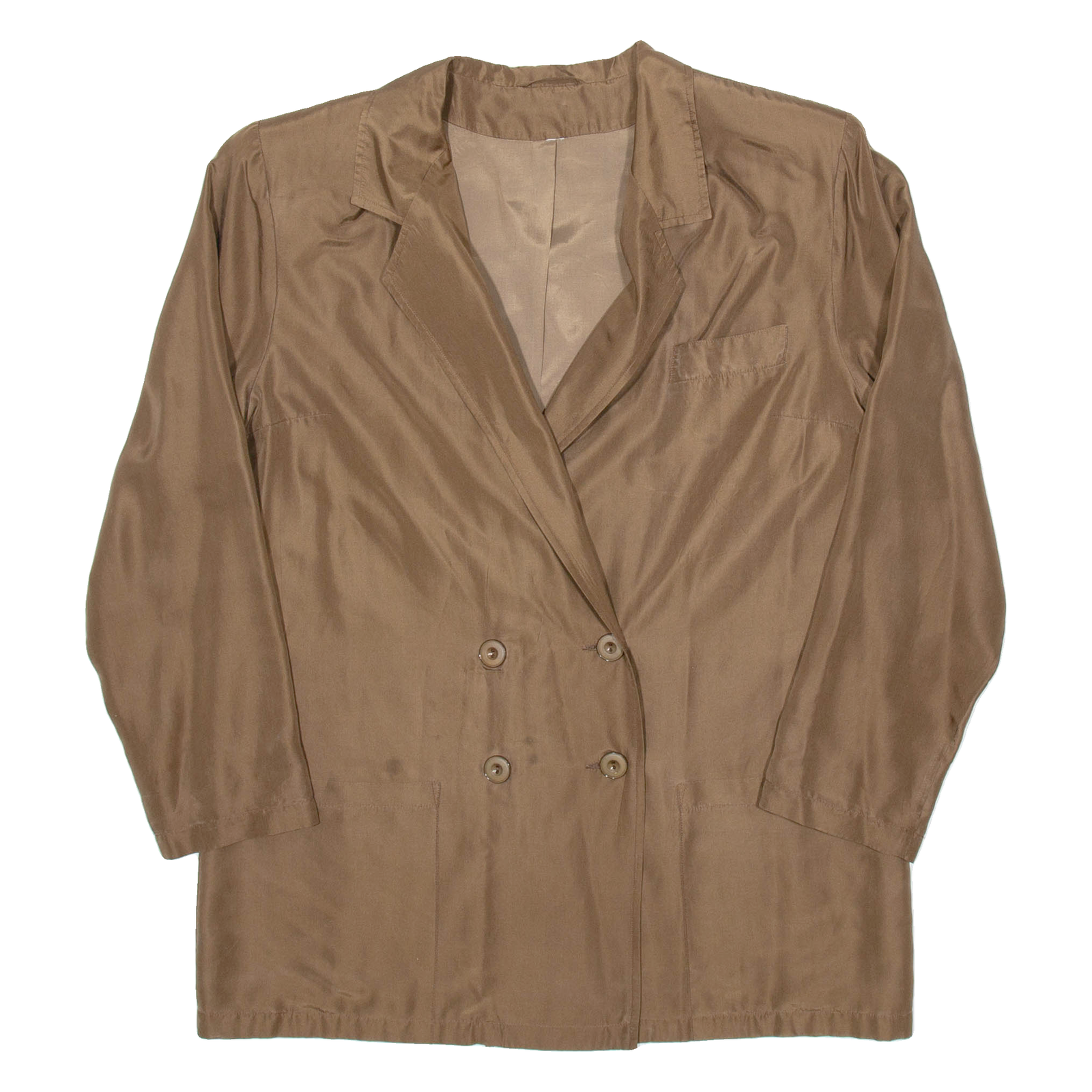 Womens Blazer Jacket Brown Satin Silk M Refurbished - N/A refurbished available on Cerqular
