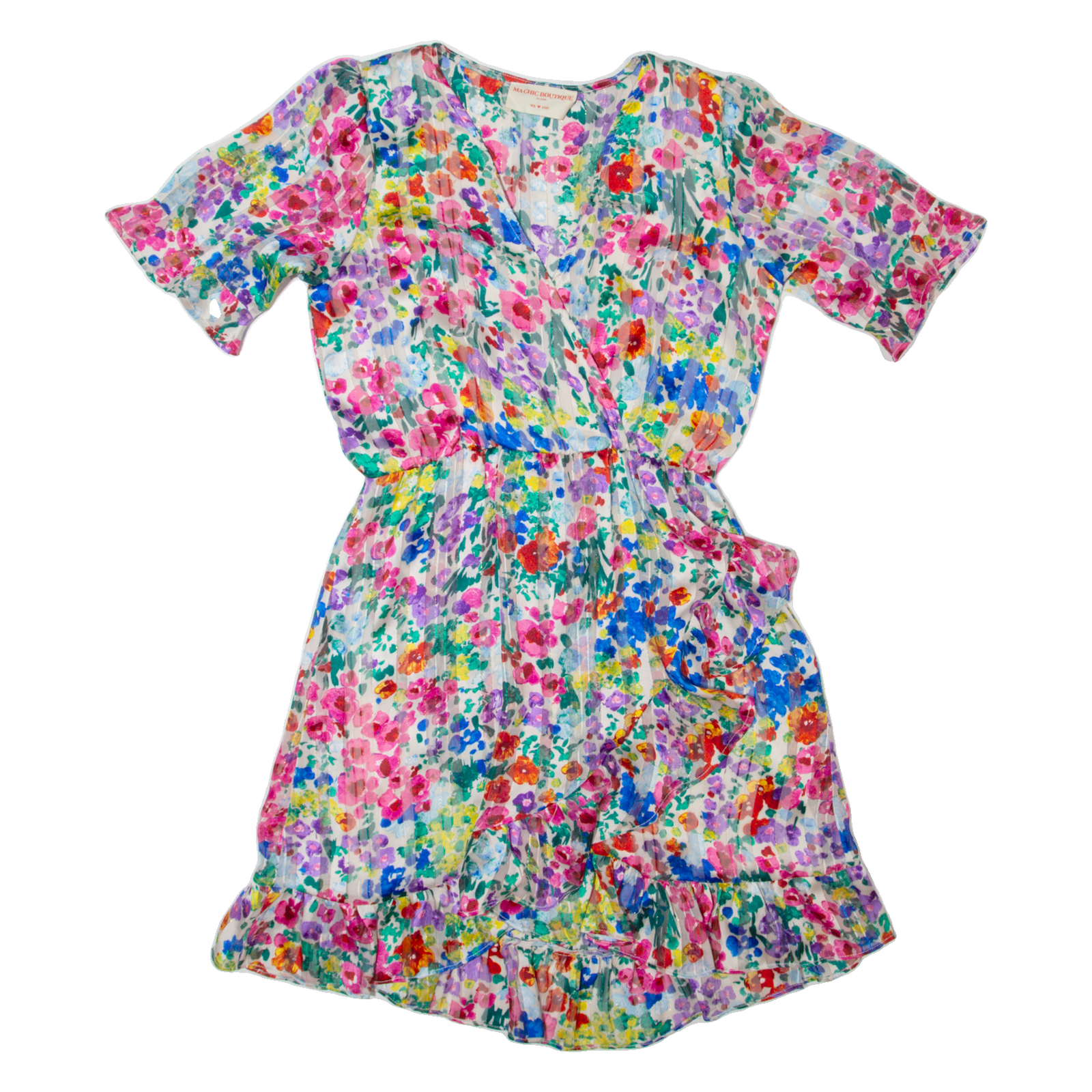 MA CHIC BOUTIQUE Womens Fit & Flare Dress Cream Floral Knee Length S Refurbished - N/A refurbished available on Cerqular
