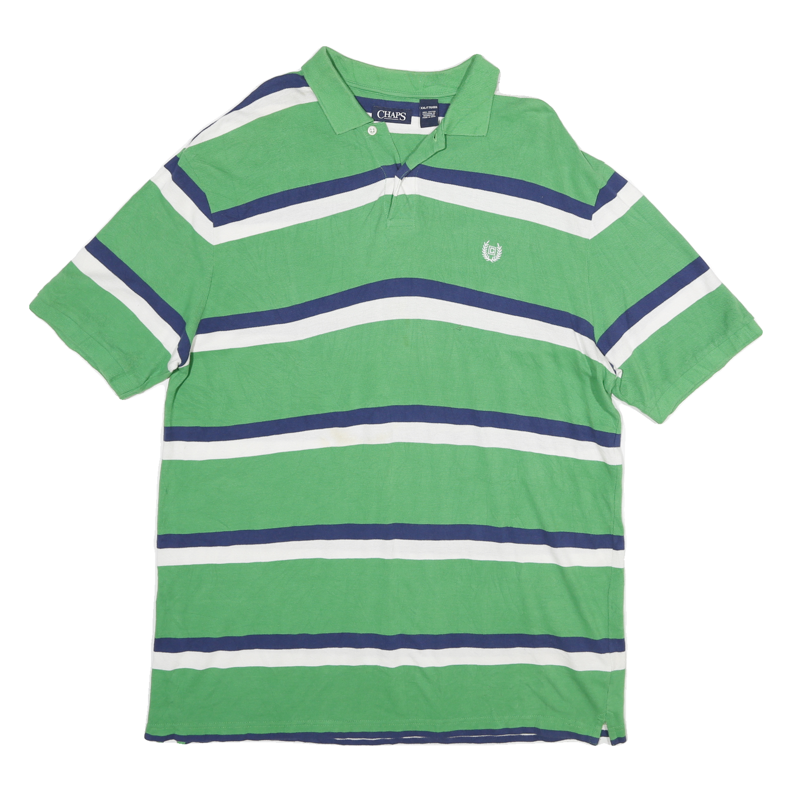 CHAPS Mens Green & Blue Striped Short Sleeve Polo Shirt 2XL Cotton Casual Tee Refurbished - N/A refurbished available on Cerqular