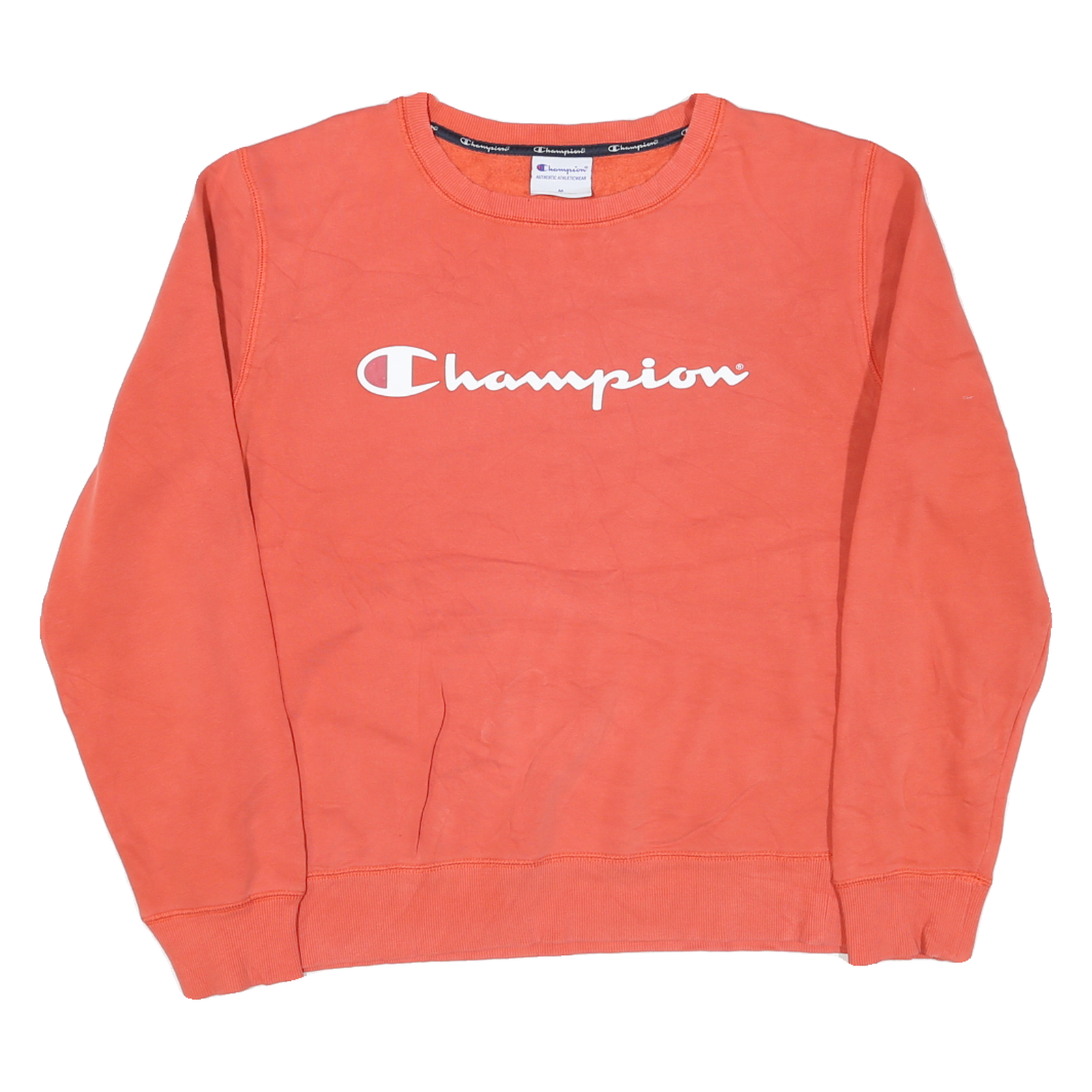 CHAMPION Mens Orange Crew Neck M Cotton Blend Pullover Sweatshirt Refurbished - N/A refurbished available on Cerqular