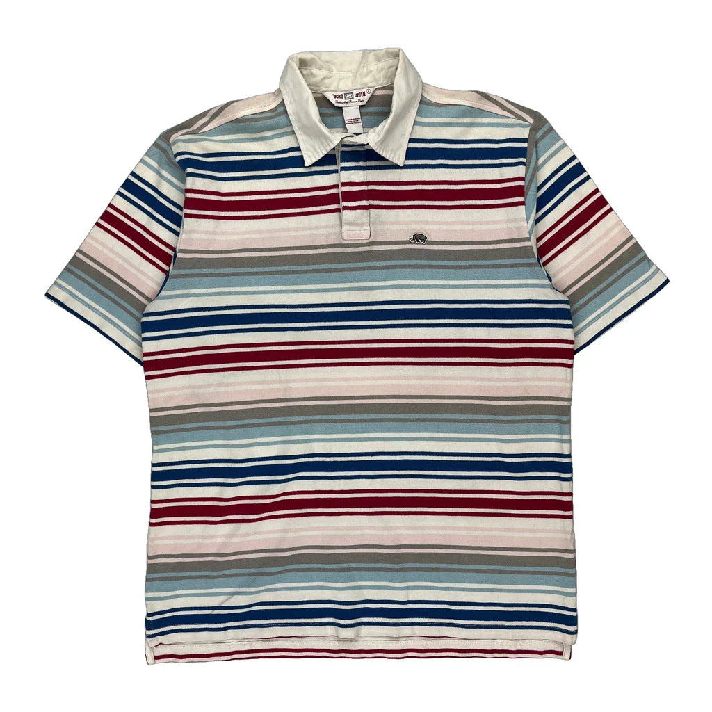 Ecko Unltd Striped Polo Shirt - Large Multicoloured Cotton Refurbished - Thrifted (note: this is a term often used to describe second- refurbished available on Cerqular