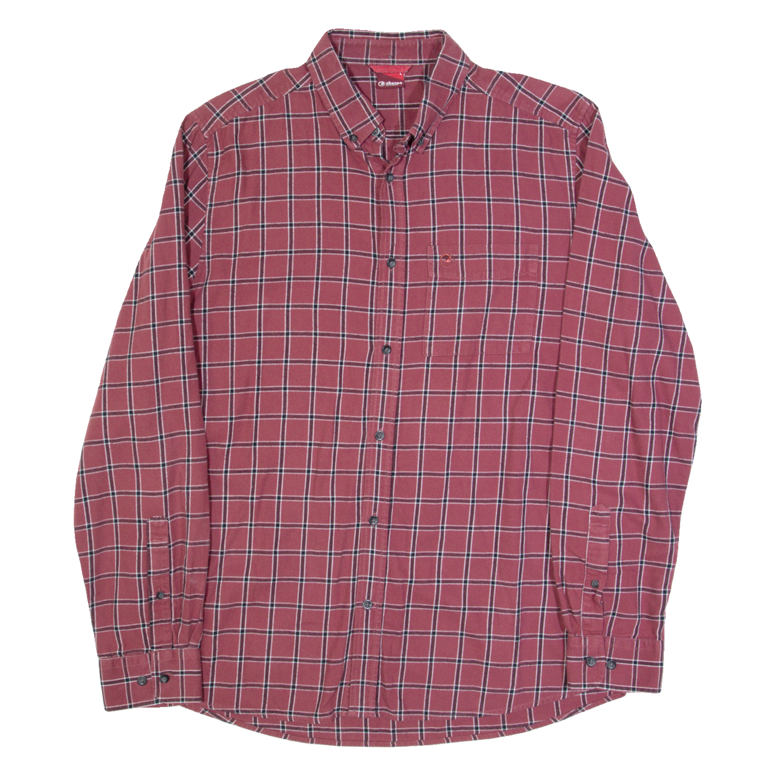 SHERPA Mens Shirt Maroon Check Long Sleeve L Refurbished - N/A refurbished available on Cerqular