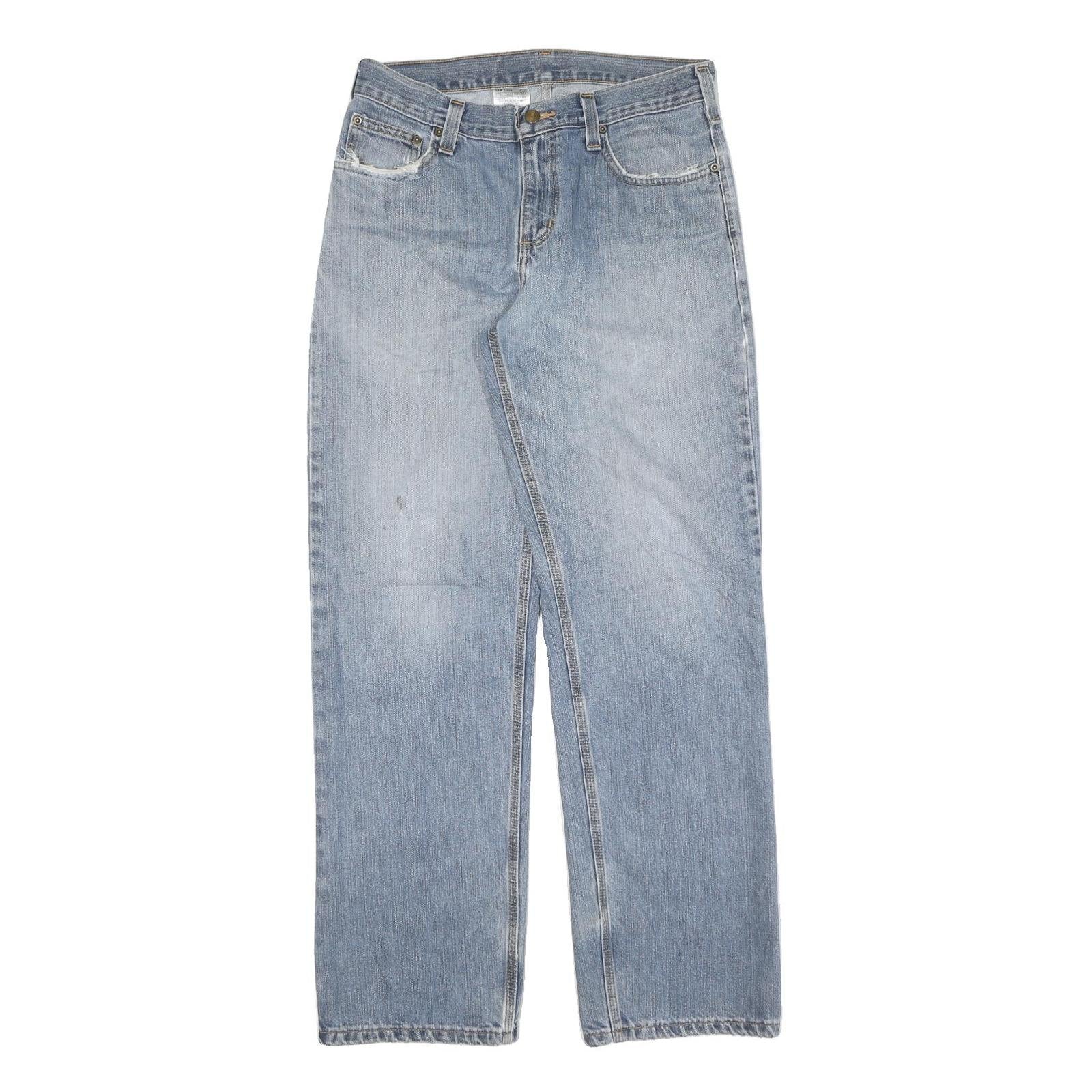 CARHARTT Mens Regular Fit Light Blue Denim Straight Leg Jeans W29 L32 Zip Refurbished - N/A refurbished available on Cerqular
