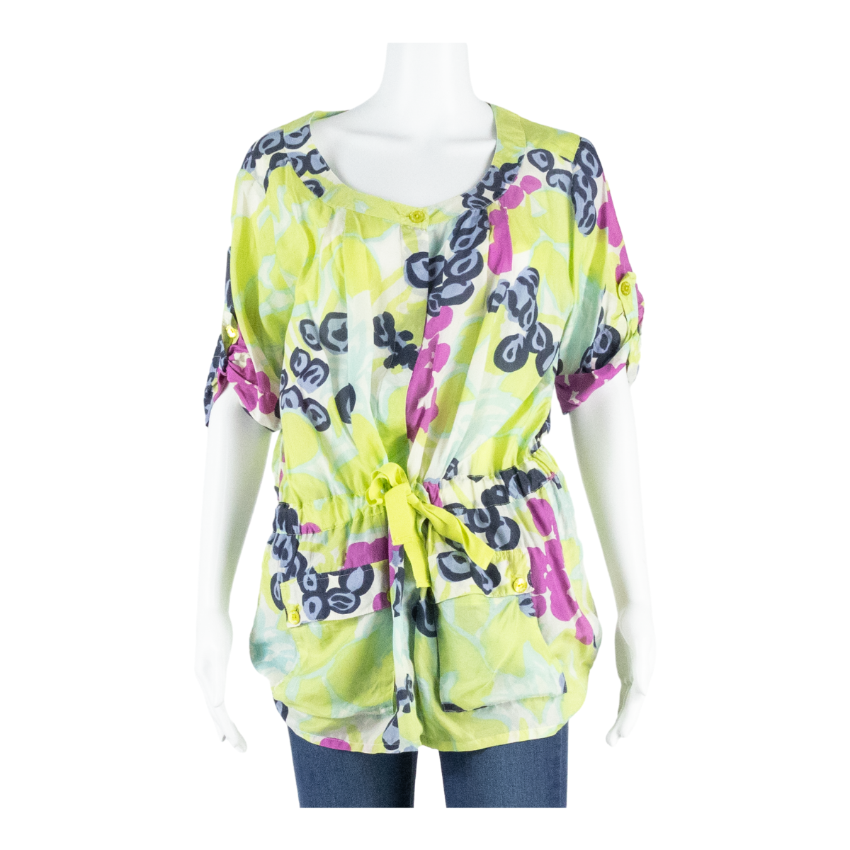 WEILL Womens Printed Blouse Green Crazy Pattern L Refurbished - N/A refurbished available on Cerqular