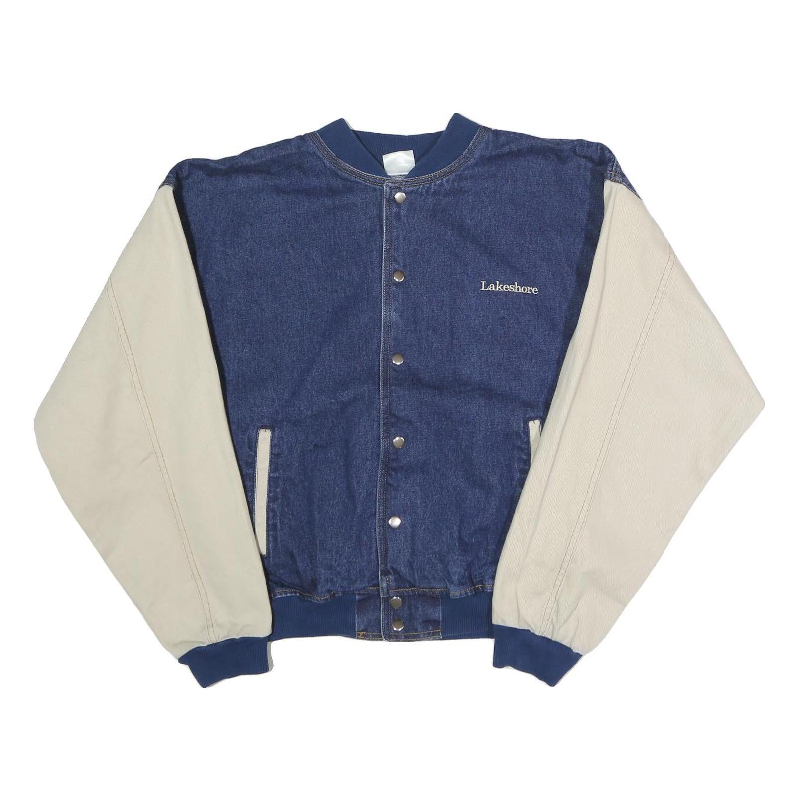 JII Mens Blue & Beige Lakeshore Button Cotton Denim Jacket L Casual Outerwear Refurbished - N/A refurbished available on Cerqular