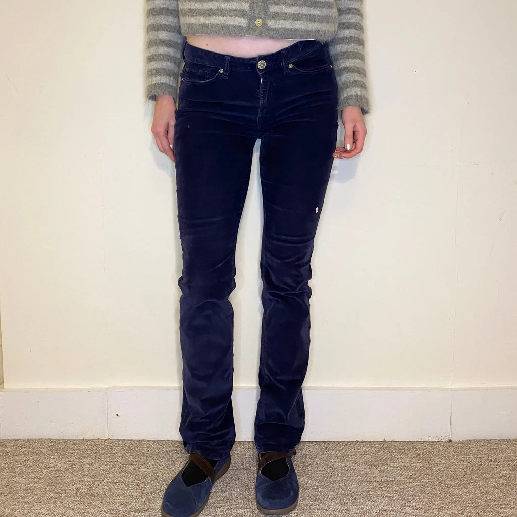 Rifle Cord Trousers - 30W UK 8 Navy Cotton Refurbished - Thrifted (note: this is a term often used to describe second- refurbished available on Cerqular