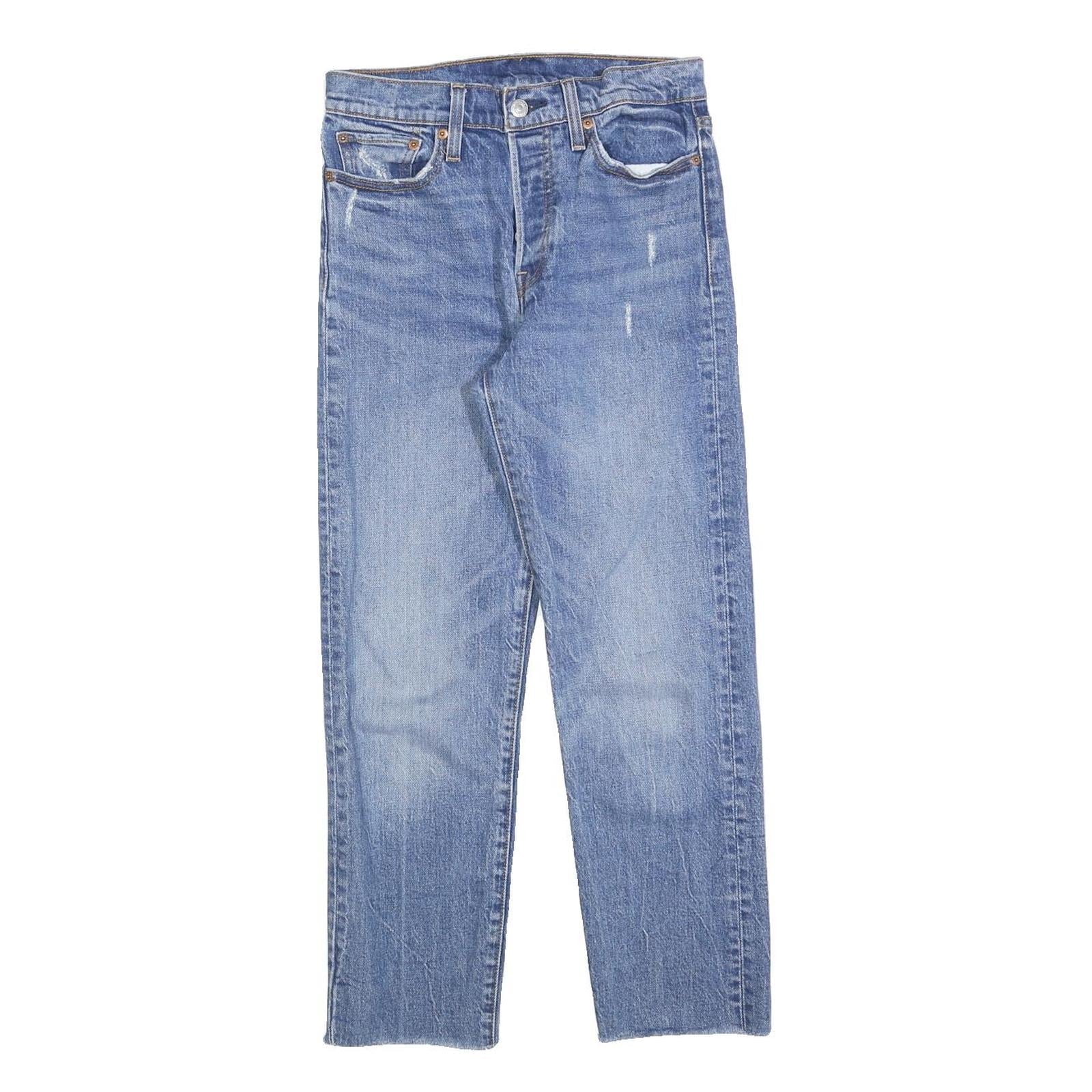 LEVI'S Womens Blue Regular Straight Denim Light W27 L27 Button Fly Jeans Refurbished - N/A refurbished available on Cerqular