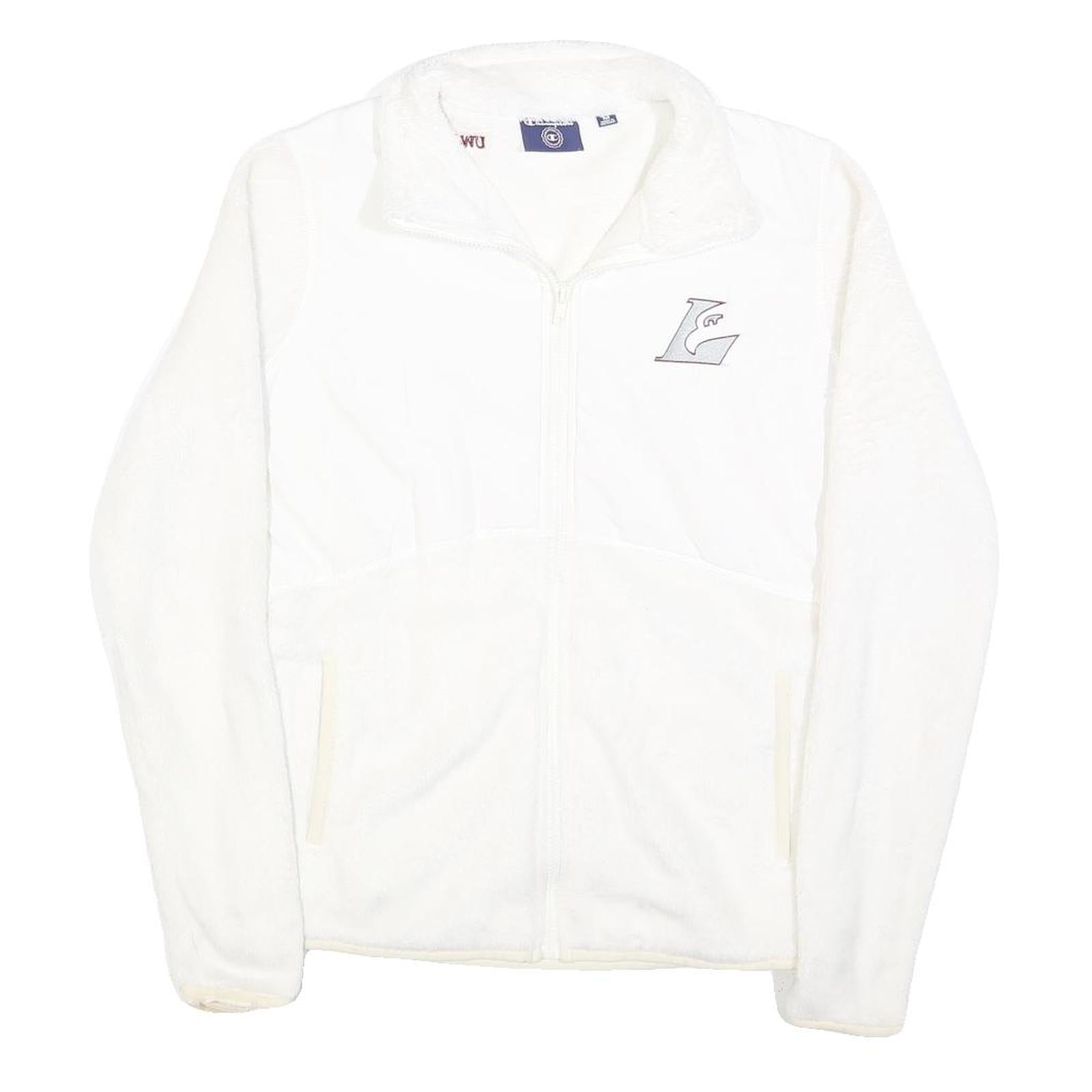 CHAMPION Womens White Zip Jacket M Polyester Plain Casual Comfort Soft Fleece Refurbished - N/A refurbished available on Cerqular