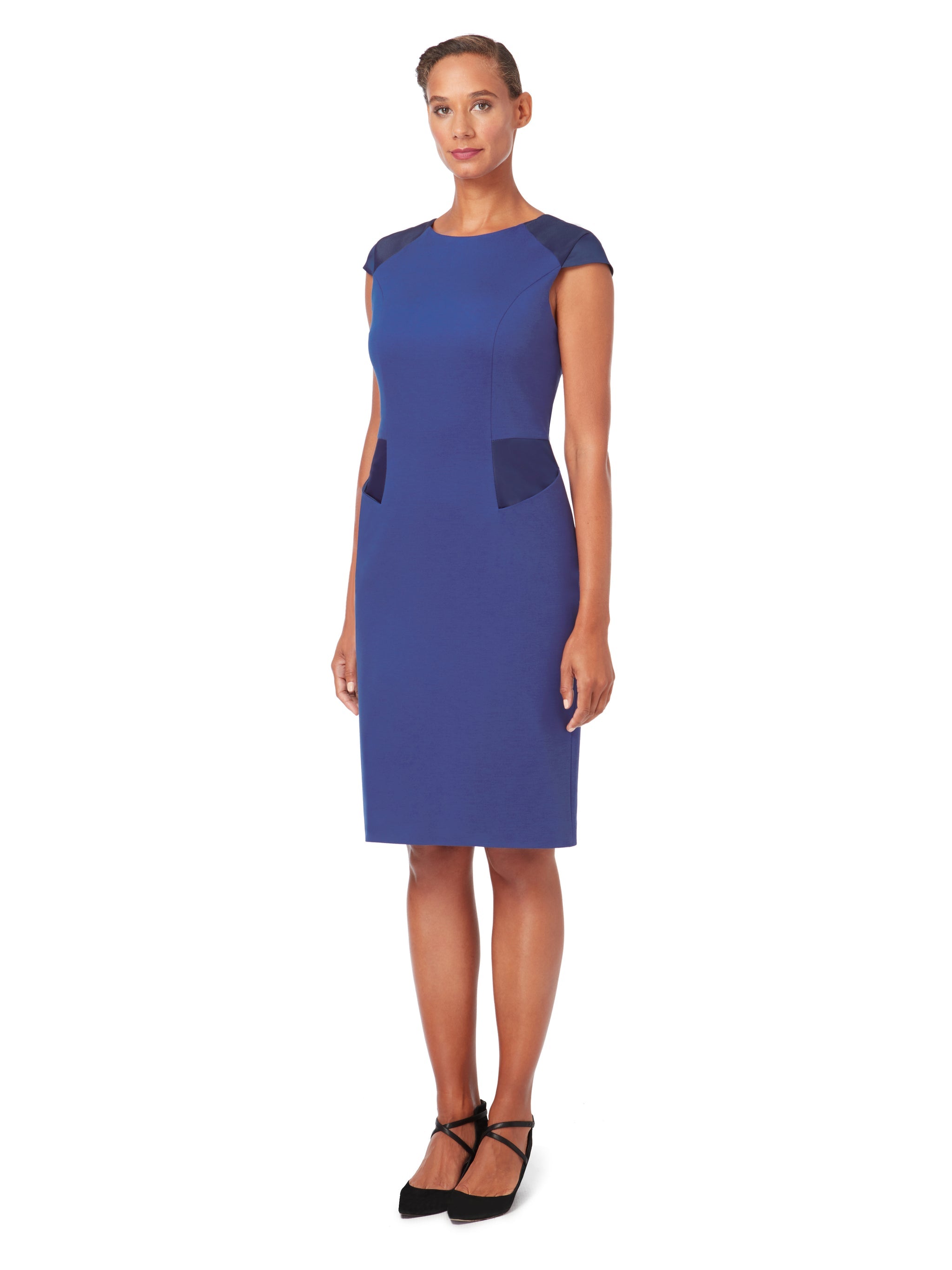D018 _ LOTUS _ Cap-Sleeves Sheath Dress _ Lazurite | Colour: Lazurite Blue | Size: L Refurbished - N/A refurbished available on Cerqular