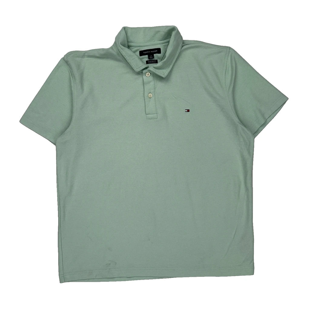 Tommy Hilfiger Polo Shirt - Large Green Cotton Refurbished - Thrifted (note: this is a term often used to describe second- refurbished available on Cerqular