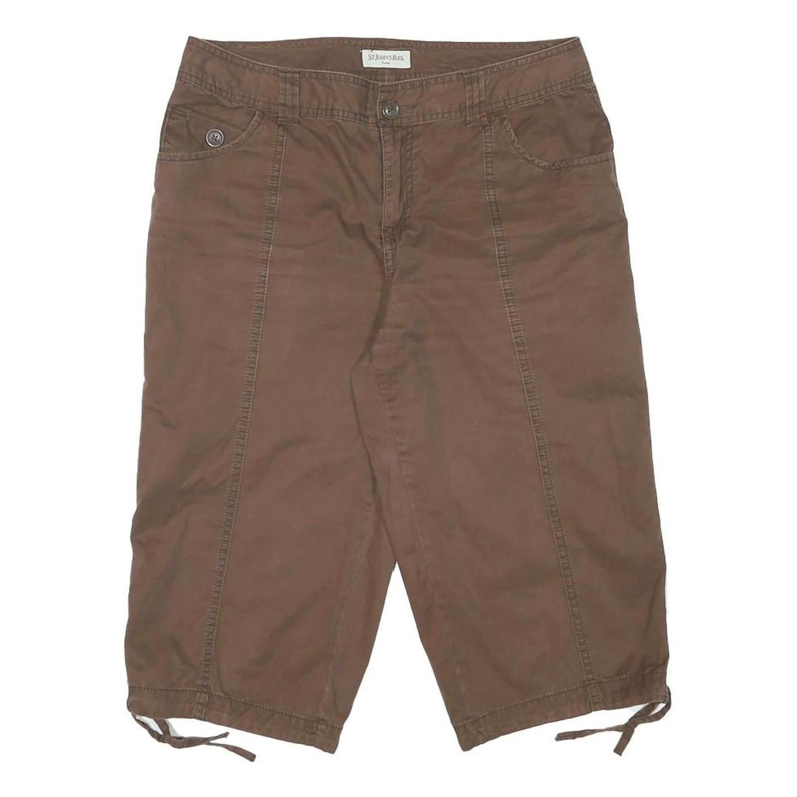 ST JOHNS BAY Womens Shorts Brown Casual L W30 Cotton Blend Drawstring Refurbished - N/A refurbished available on Cerqular