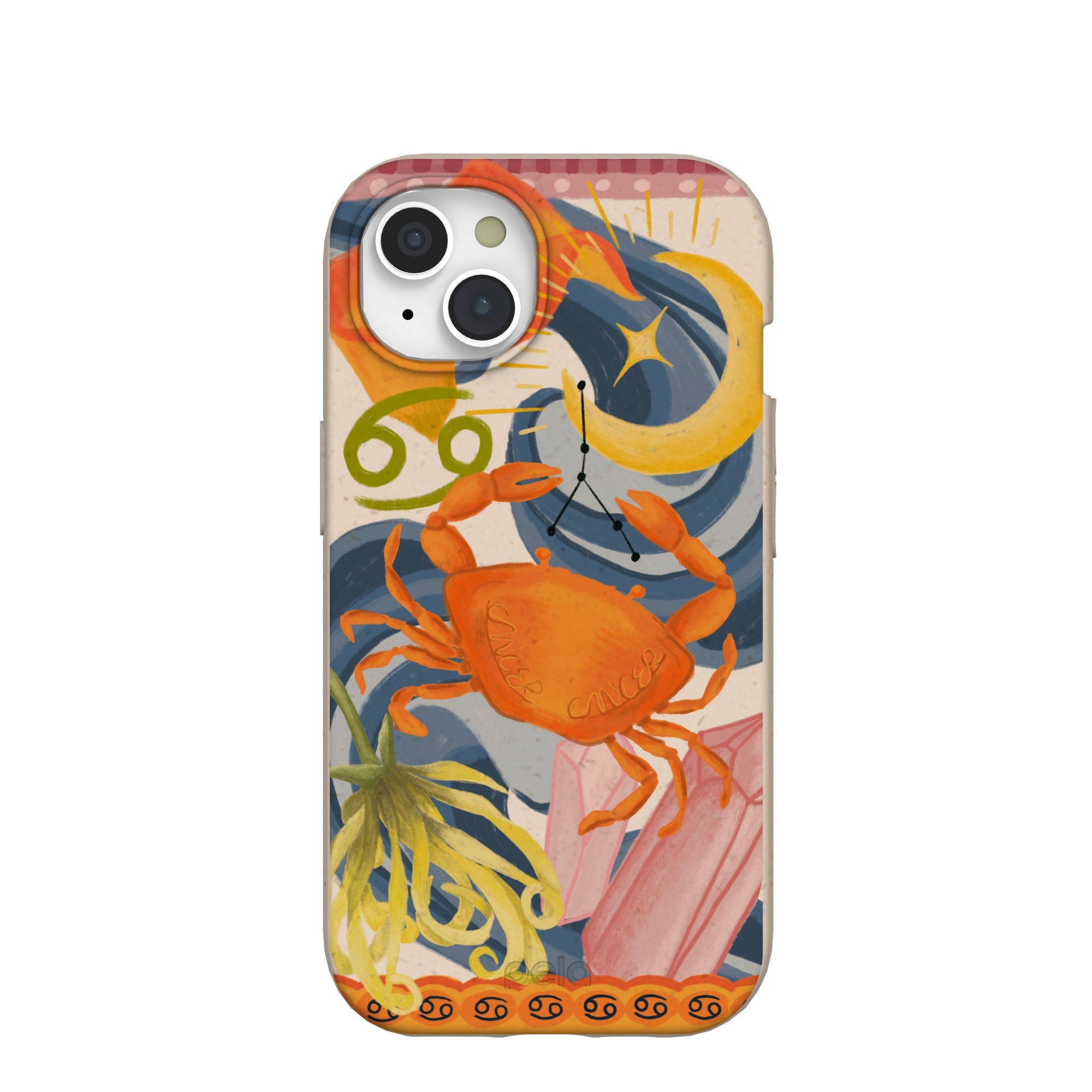 Seashell Cancer Crab iPhone 15 Case Refurbished - Pela Case refurbished available on Cerqular