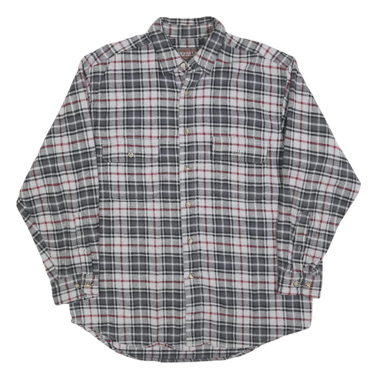 MOOSE CREEK Mens Grey & Red Check Cotton Shirt L Button Casual Comfortable Refurbished - N/A refurbished available on Cerqular