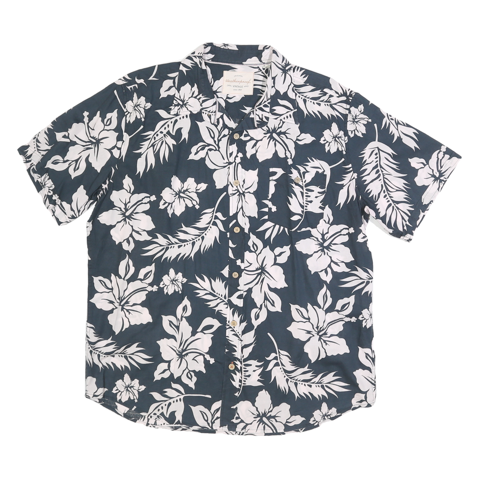 WEATHERPROOF Mens Blue & White Floral Cotton Shirt XL Summer Casual Short Sleeve Refurbished - N/A refurbished available on Cerqular