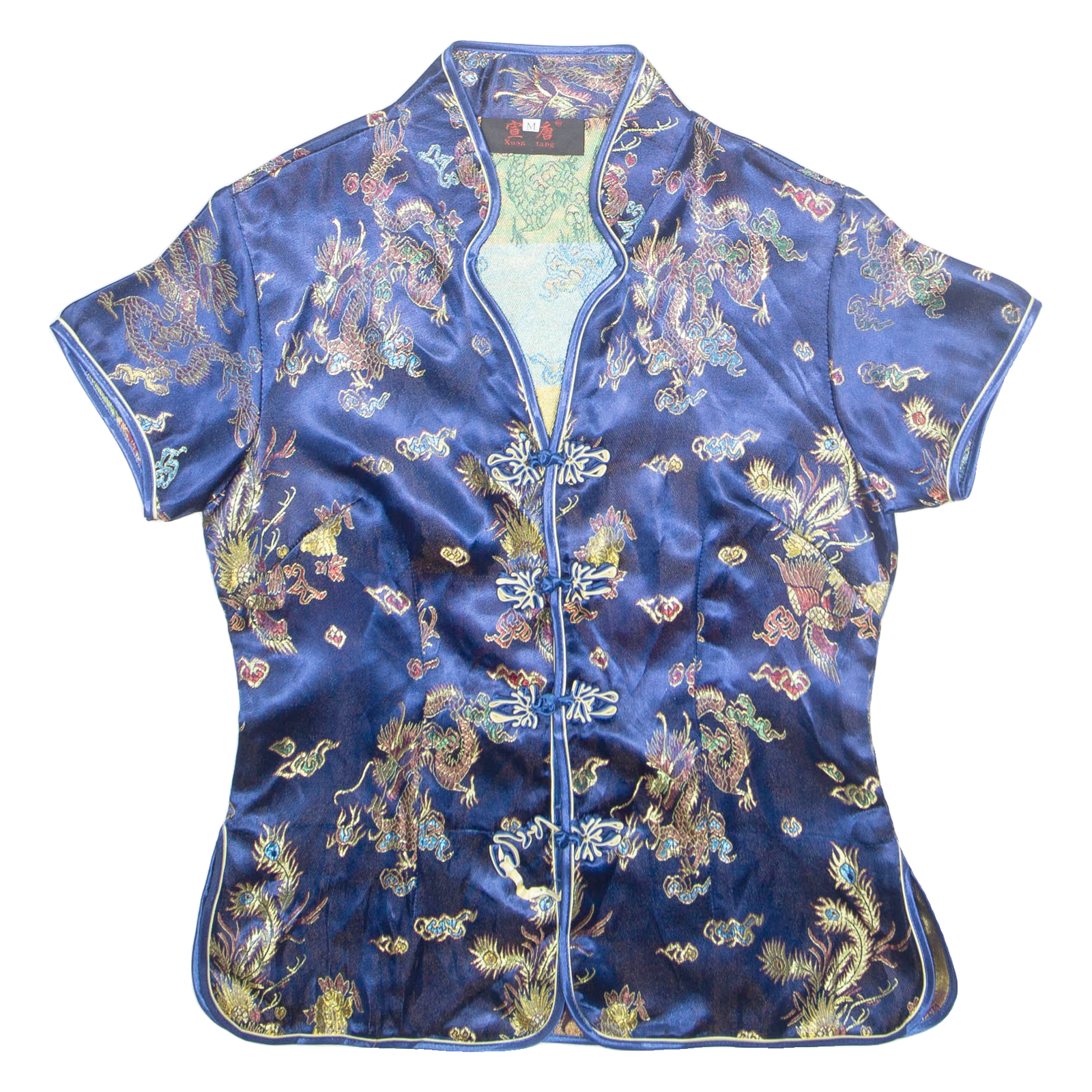 XUAN TANG Womens Printed Top Blue V-Neck Crazy Pattern M Refurbished - N/A refurbished available on Cerqular