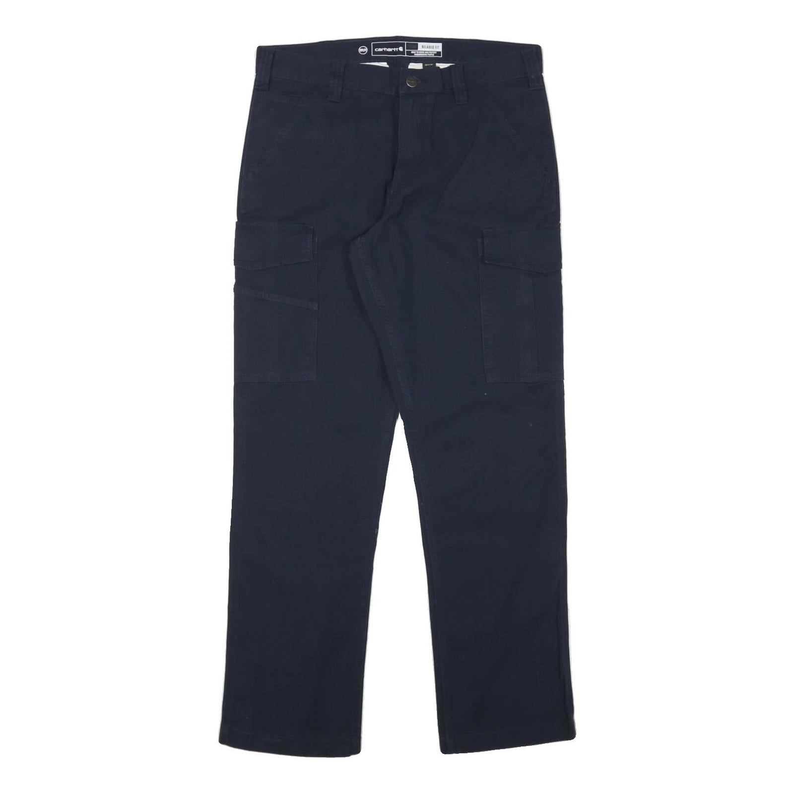 CARHARTT Mens Navy Blue Relaxed Cargo Trousers W33 L32 Workwear Cotton Blend Refurbished - N/A refurbished available on Cerqular