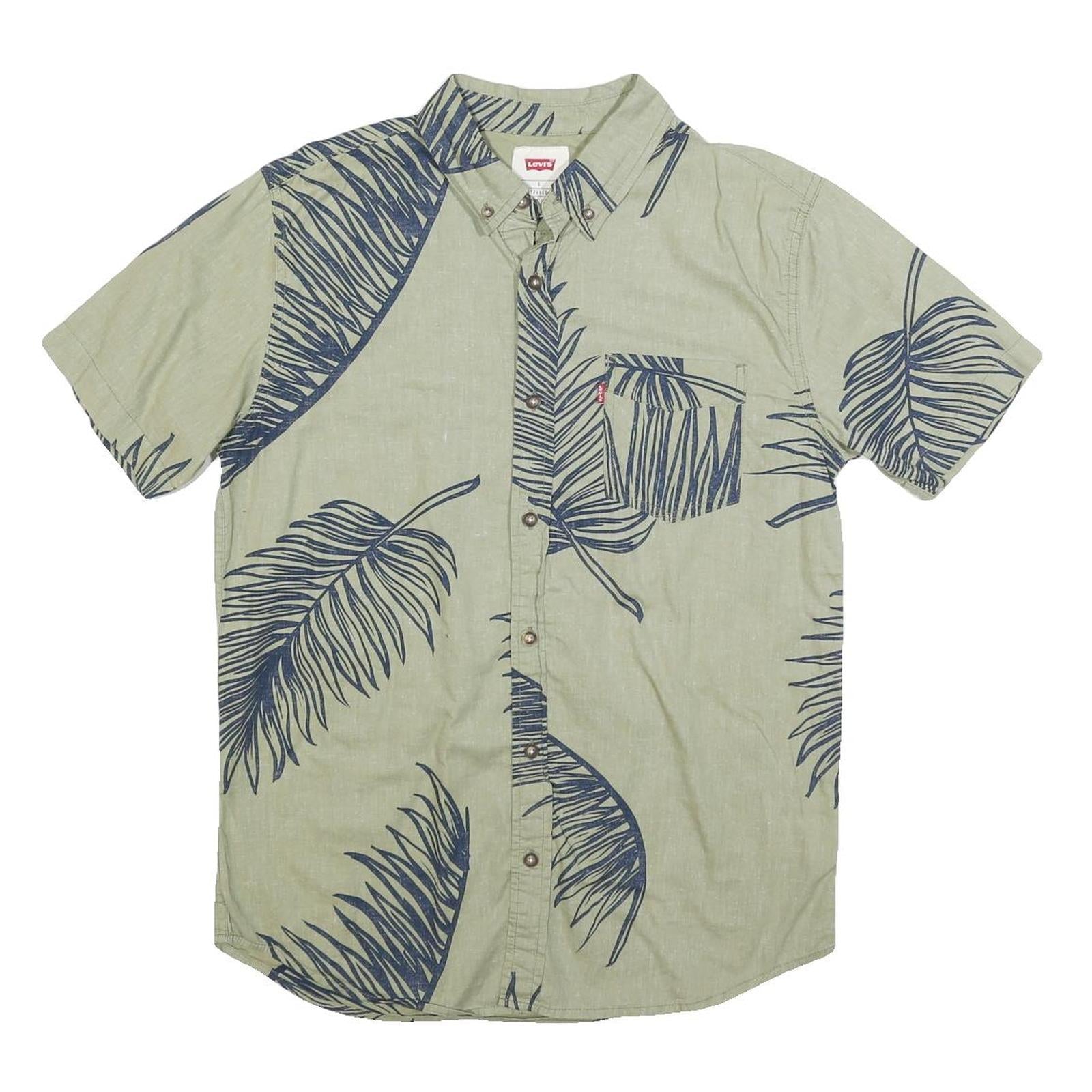 LEVI'S Mens Green & Blue Cotton Short Sleeve Shirt S Tropical Print Refurbished - N/A refurbished available on Cerqular