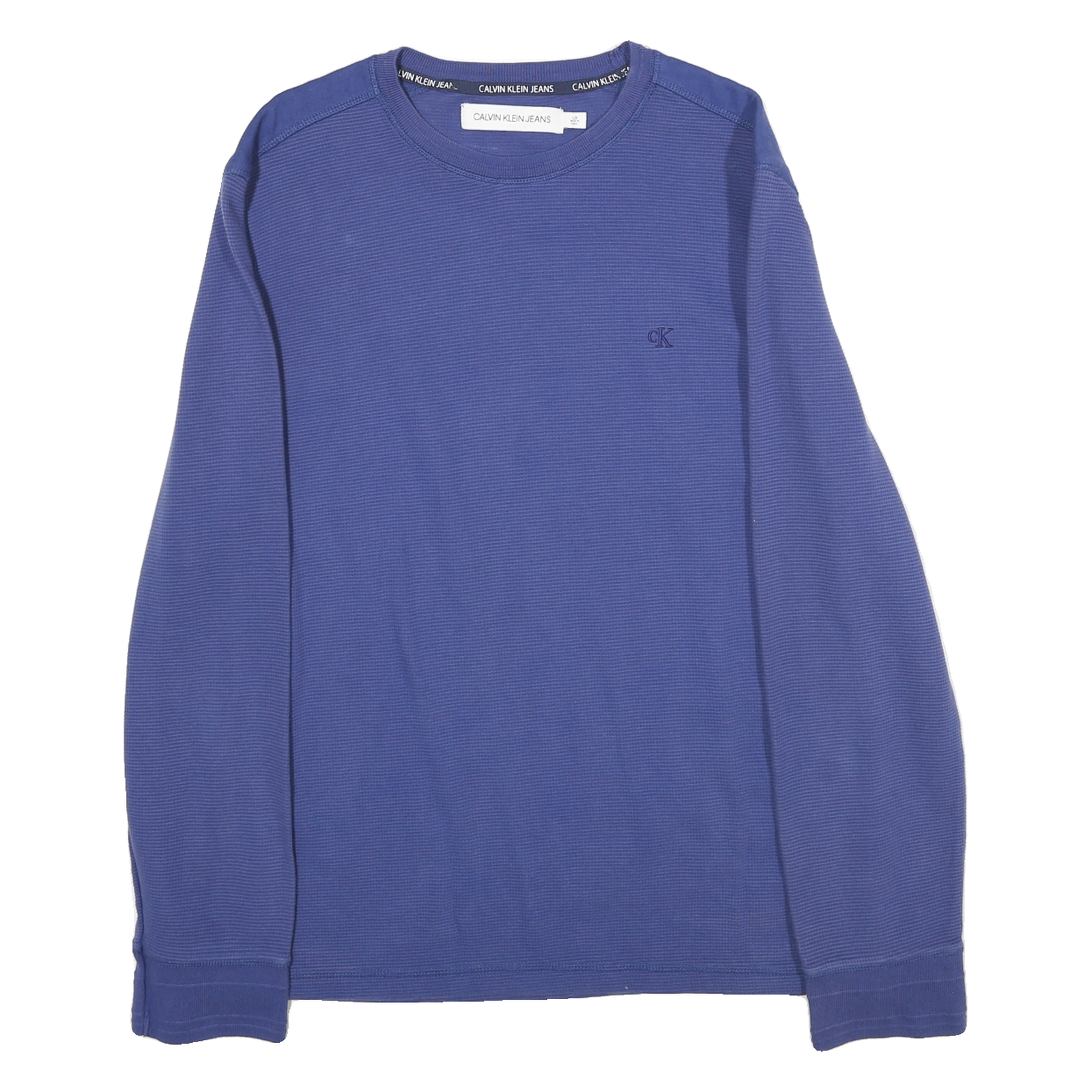 CALVIN KLEIN Mens Blue Crew Neck L Cotton Sweatshirt Long Sleeve Casual Refurbished - N/A refurbished available on Cerqular