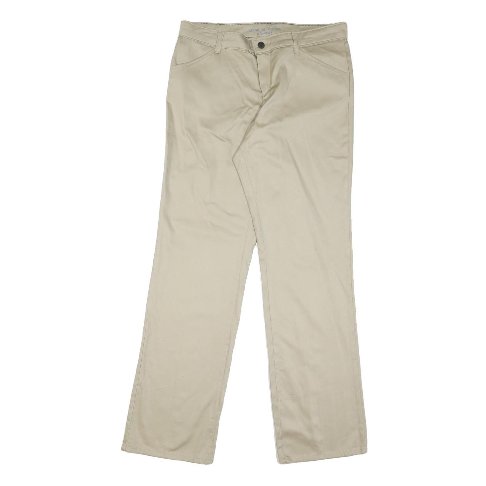 DICKIES Womens Regular Beige Cotton Blend Zip Trousers W34 L32 Classic Straight Refurbished - N/A refurbished available on Cerqular