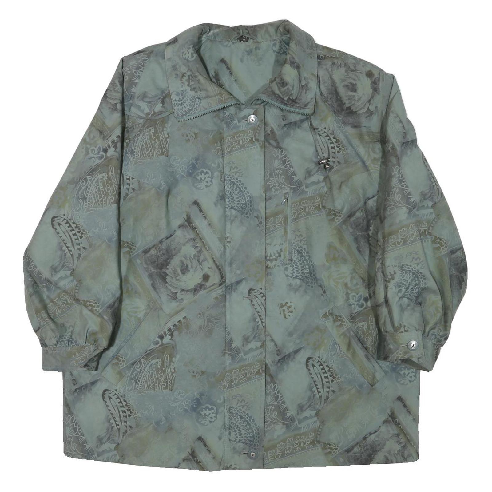 Womens Blue Grey Abstract Pattern Button Jacket XL Polyester Blend Casual Refurbished - N/A refurbished available on Cerqular