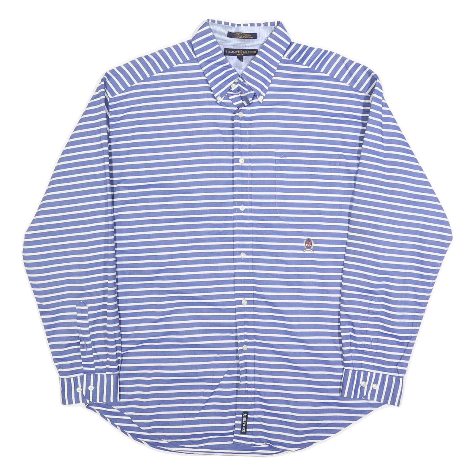 TOMMY HILFIGER Mens Blue & White Striped Shirt XL Classic Cotton Long Sleeve Refurbished - N/A refurbished available on Cerqular