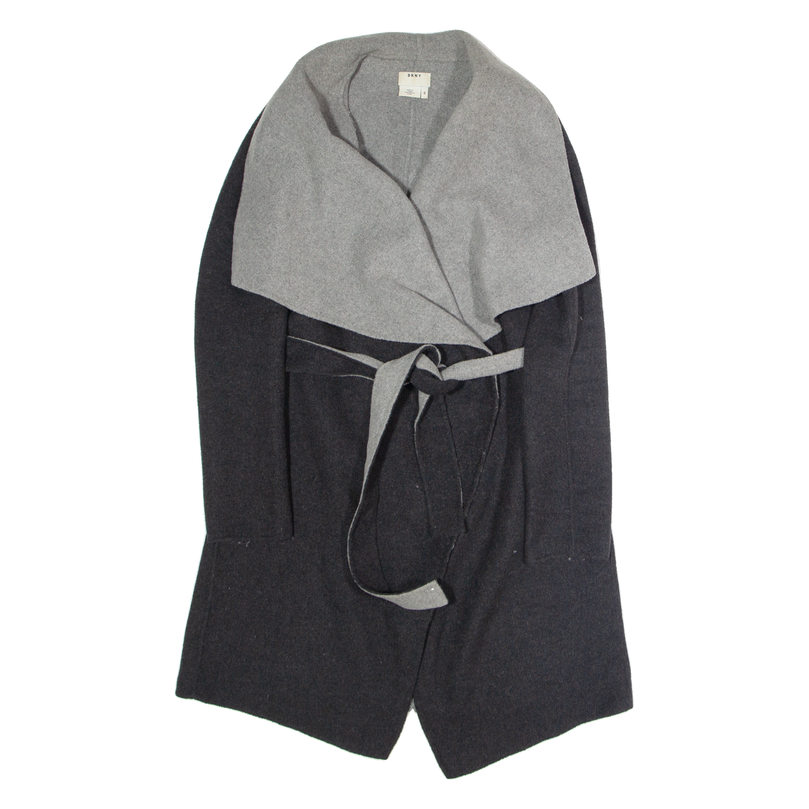 DKNY Belted Womens Overcoat Coat Black Wool UK 8 Refurbished - N/A refurbished available on Cerqular