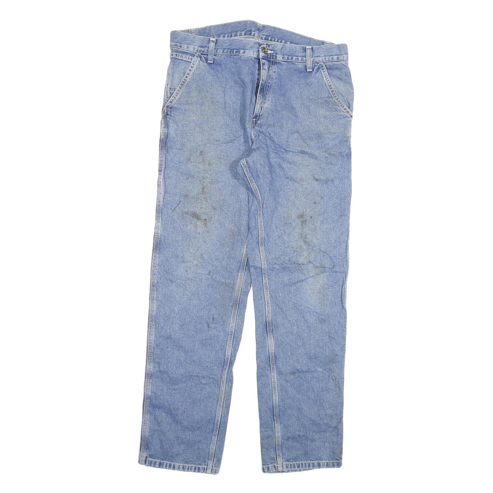 CARHARTT Mens Regular Fit Denim Blue Jeans W32 L32 Workwear Utility Zip Pocket Refurbished - N/A refurbished available on Cerqular