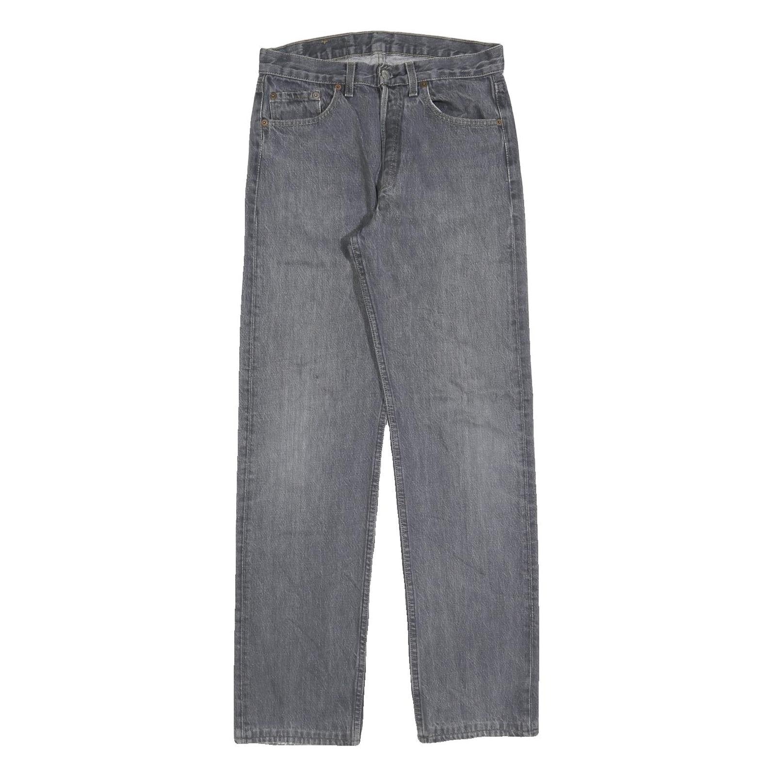 LEVI'S 501 Mens Jeans Grey Regular Straight Denim Medium W28 L31 Distressed Refurbished - N/A refurbished available on Cerqular